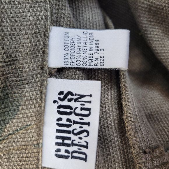 Womans Chicos Design Jade Rose Metallic Thread Jacket Button Front Size 3 - Picture 8 of 10